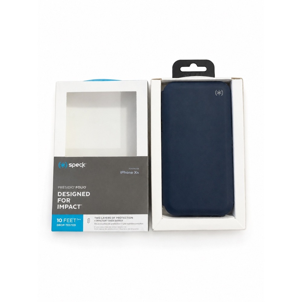 Speck Presidio Folio iPhone XR Case Navy Blue 10ft Drop Protection Card Slot